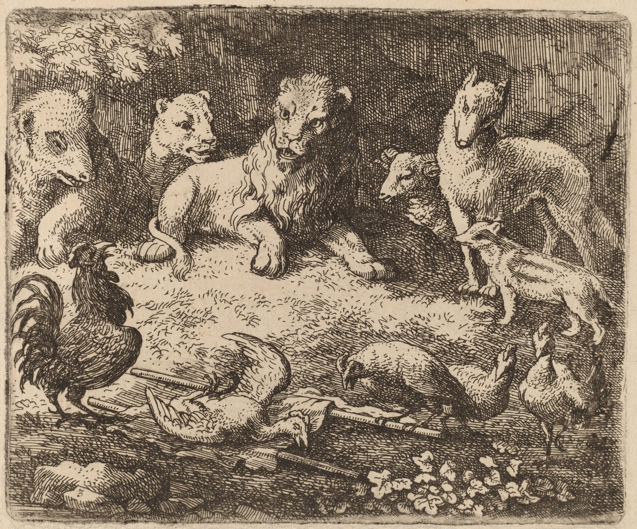 Der Hahn greift Reynard an, wahrscheinlich um 1645-1656 von Allart van Everdingen