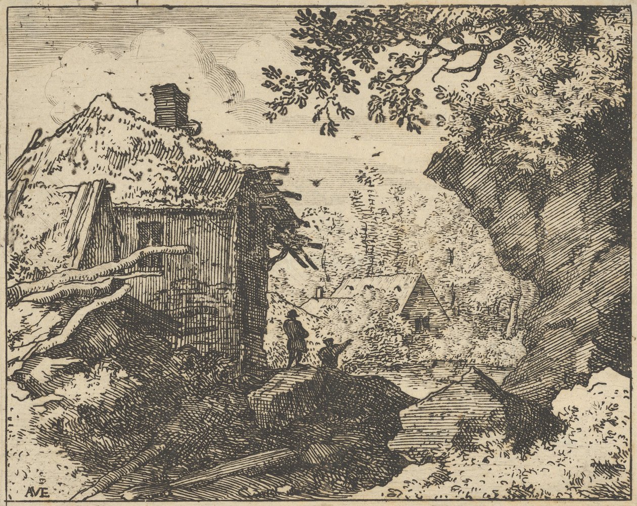 Die Strohhütte von hinten gesehen von Allart van Everdingen
