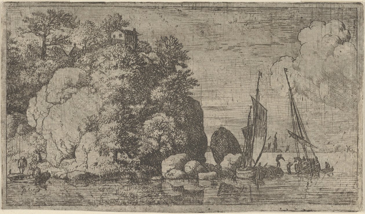 Die zwei Boote auf dem Fluss, 17. Jahrhundert von Allart van Everdingen