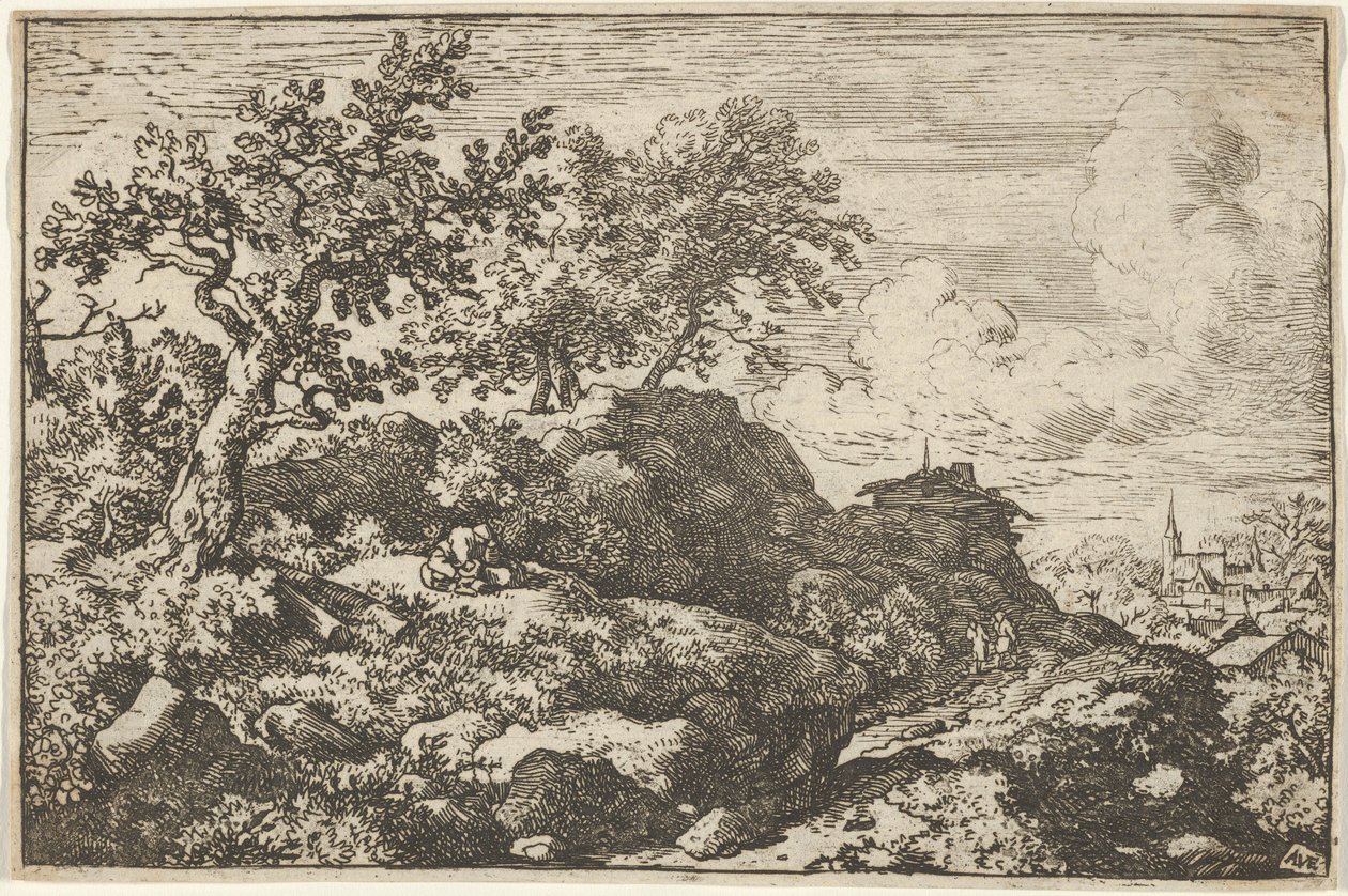 Die zwei Bauern sitzen auf dem Hügel, 17. Jahrhundert von Allart van Everdingen