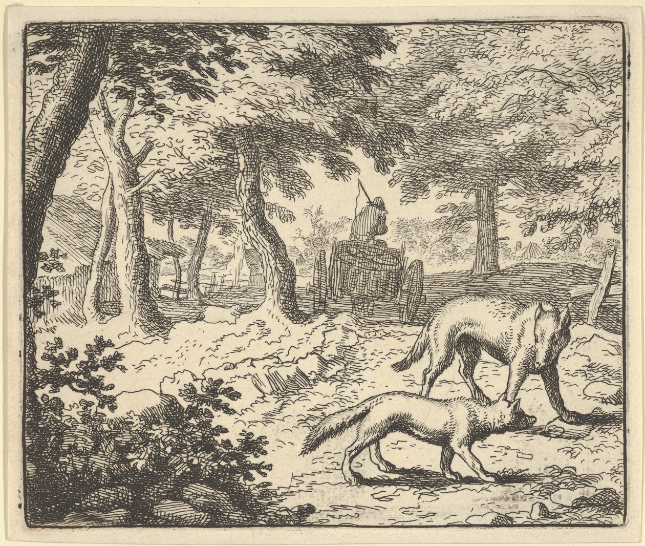 Der Wolf beschuldigt Renard, die gestohlenen Fische gegessen zu haben, 1650-75 von Allart van Everdingen