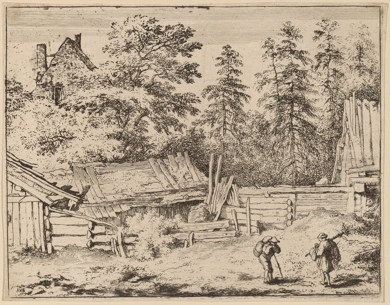 Drei Hütten von Allart van Everdingen