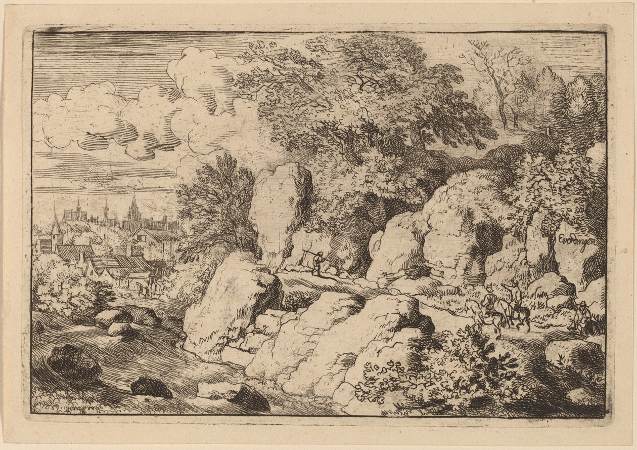 Zwei Reiter auf einem felsigen Pfad, wahrscheinlich ca. 1645-1656 von Allart van Everdingen