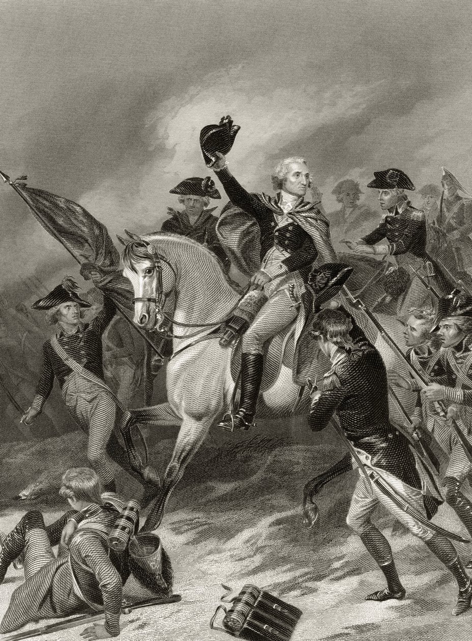 George Washington in der Schlacht von Princeton, 3. Januar 1777, aus 