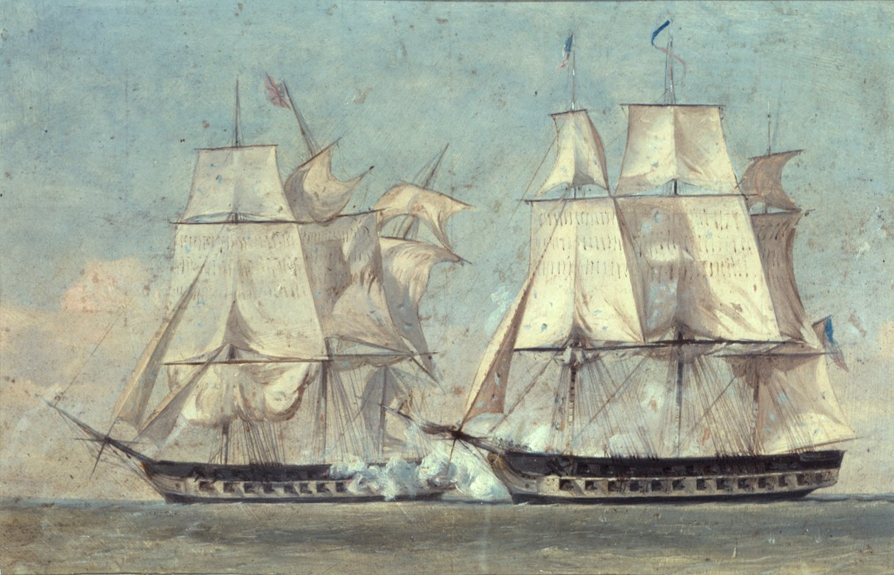 Schlacht zwischen den Vereinigten Staaten und der Macedonian, 25. Oktober 1812, 1859 von Alonzo Chappel