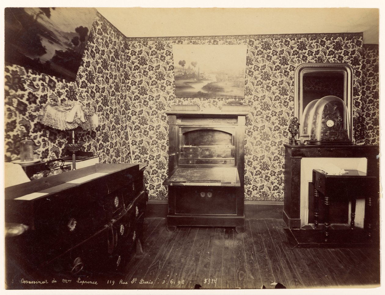 Mord an Madame Leprince... Ansicht des Schlafzimmers von Alphonse Bertillon