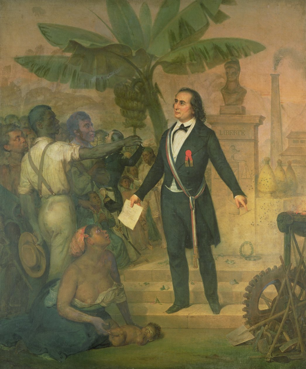 Joseph Napoleon Sebastien Sarda Garriga (1808-77) mit dem Emanzipationsdekret auf La Réunion von Alphonse Garreau