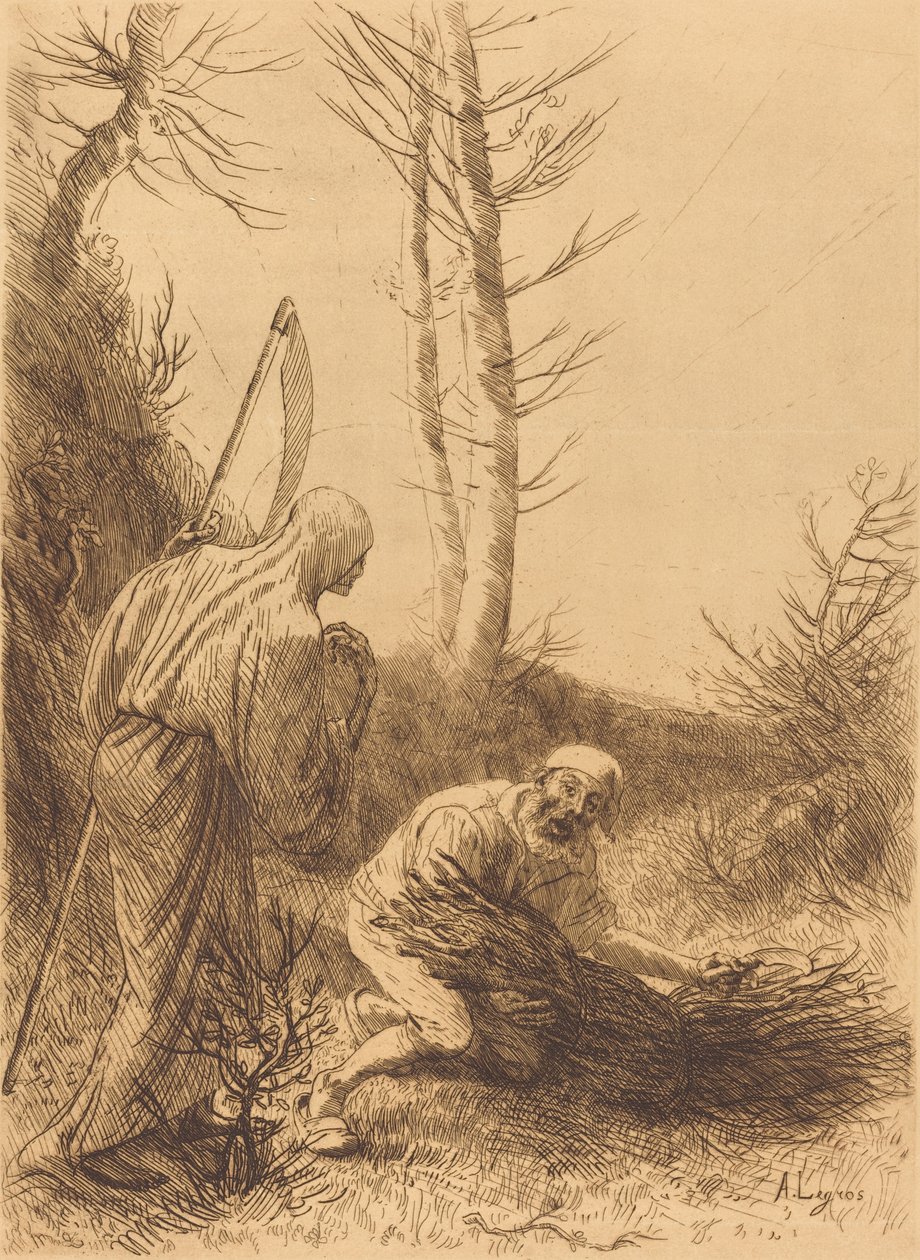Der Tod und der Holzfäller, 2. Platte (Le mort et le bûcheron) von Alphonse Legros