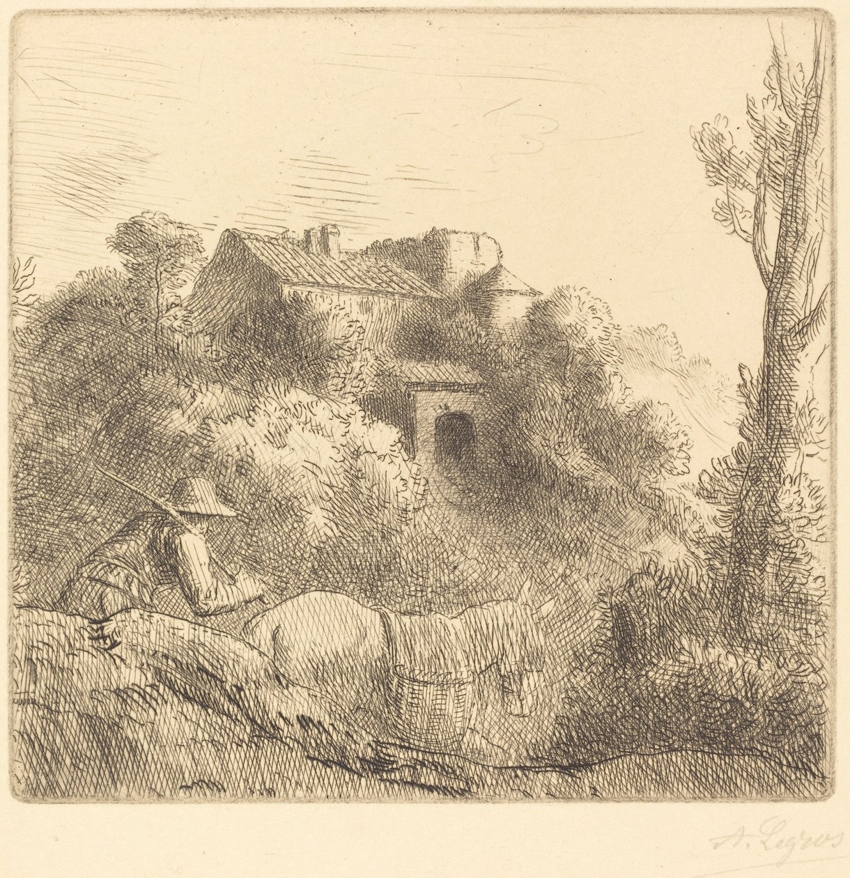 Bauernhof auf einem Hügel von Alphonse Legros