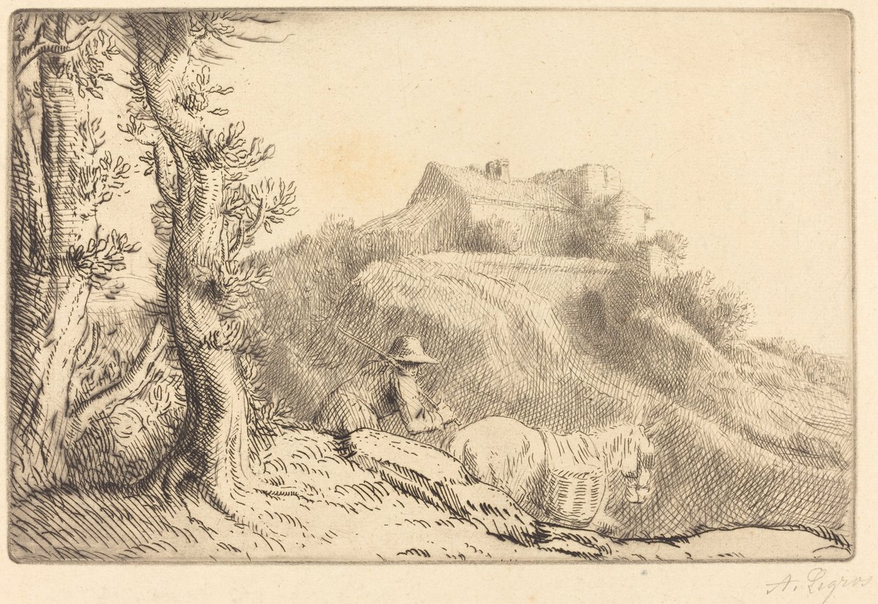 Bauernhof auf einem Hügel (La ferme sur la colline) von Alphonse Legros