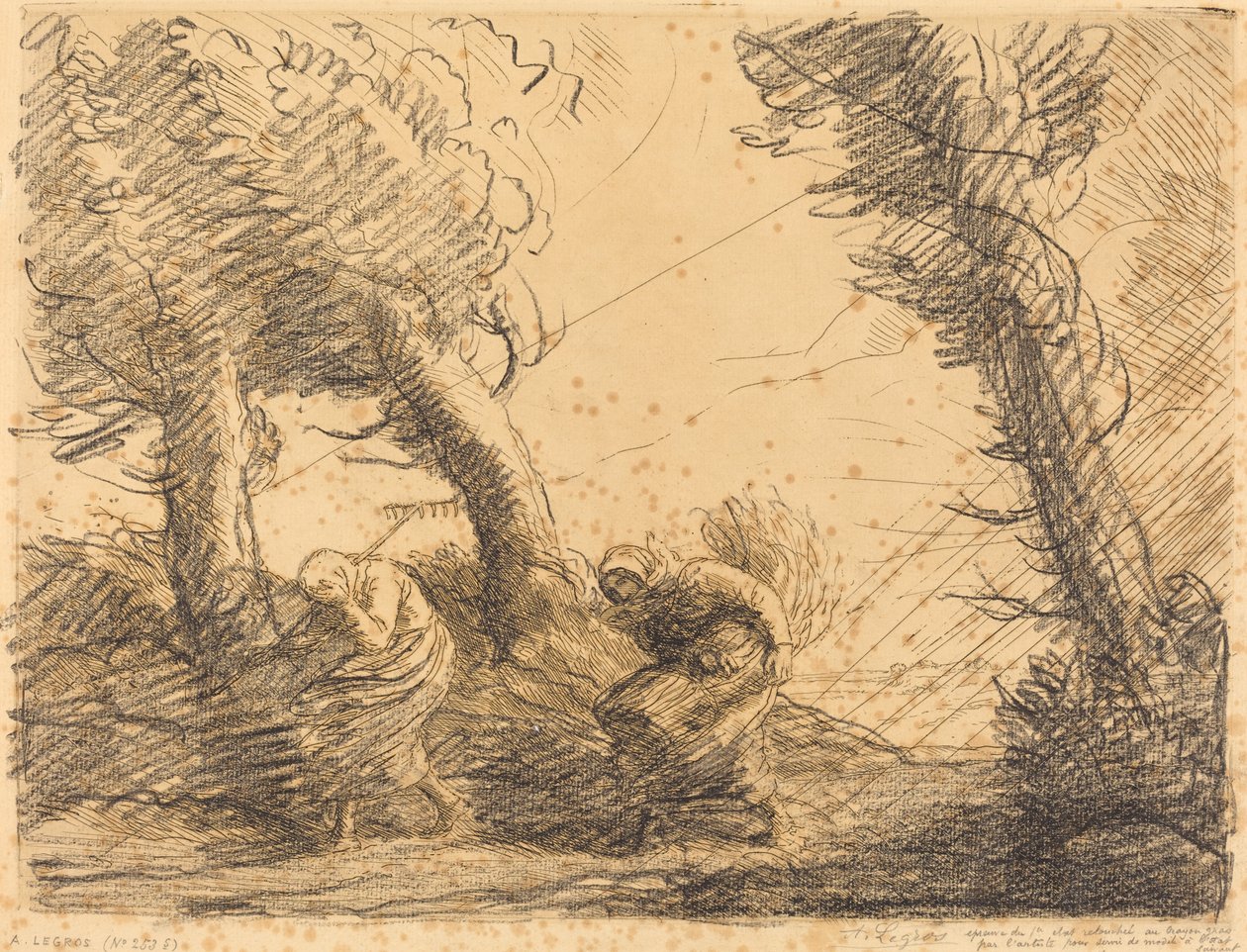 Erntende von einem Sturm überrascht von Alphonse Legros