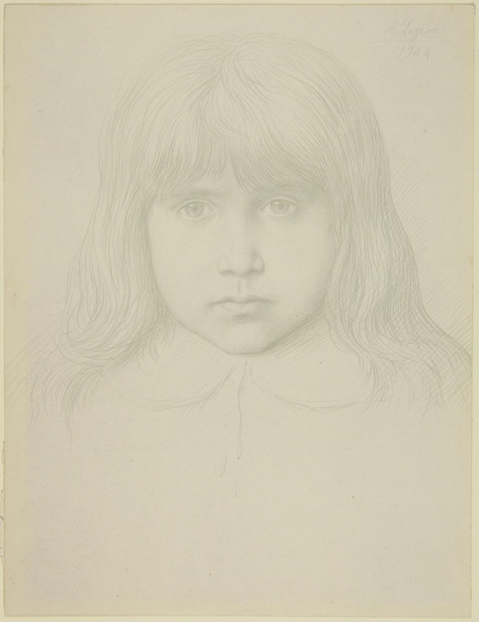 Kopf eines Jungen mit langem Haar von Alphonse Legros