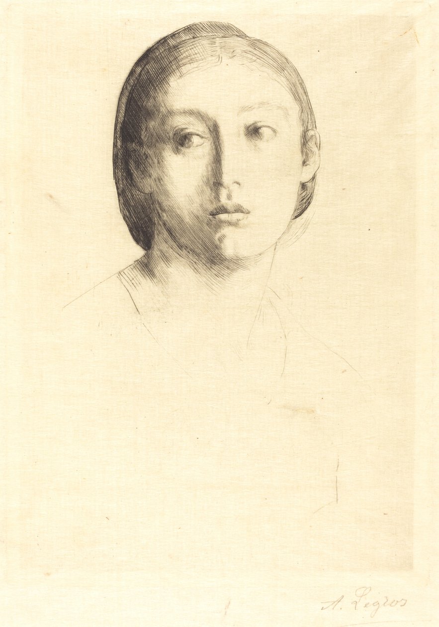 Kopf eines jungen Mädchens von Alphonse Legros
