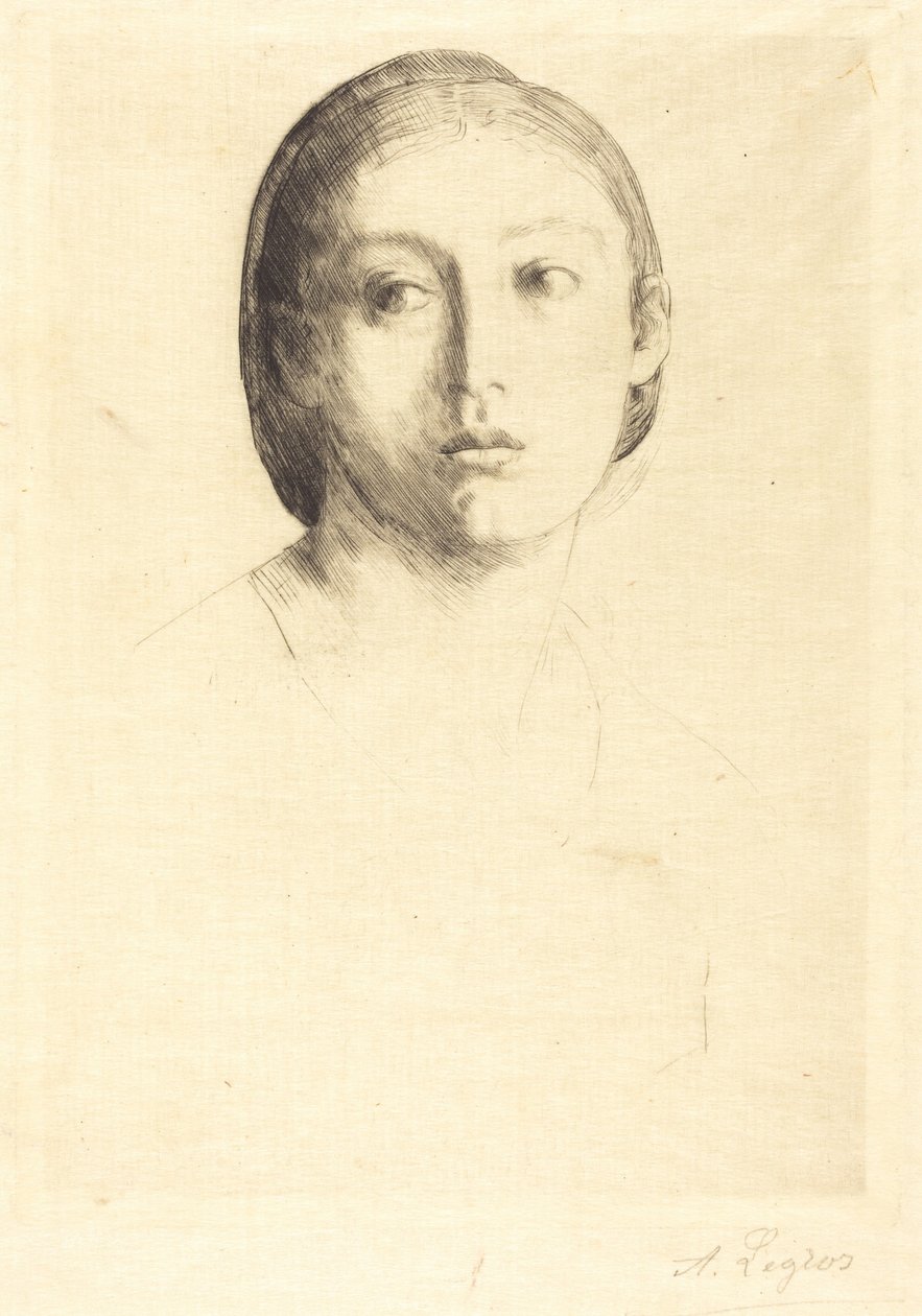 Kopf eines jungen Mädchens von Alphonse Legros