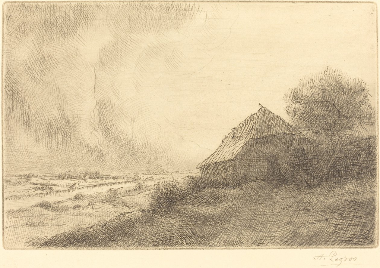 Hütte auf einem Hügel (Masure sur la colline) von Alphonse Legros