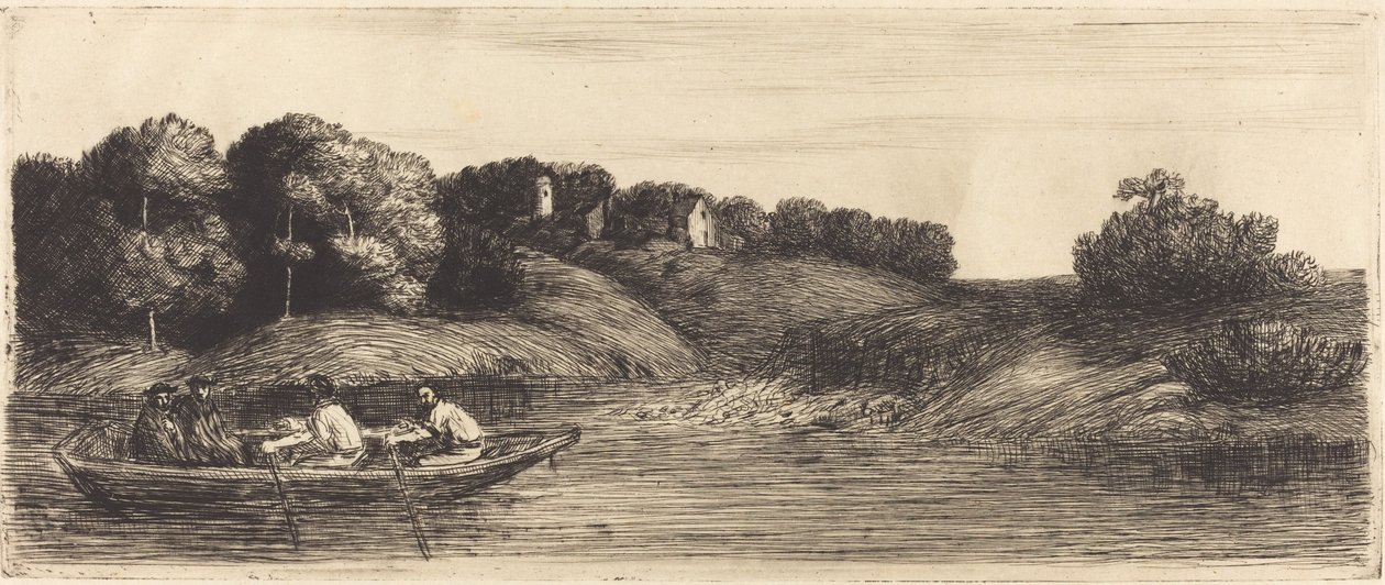 Landschaft mit Boot, 1. Platte Le paysage au bateau von Alphonse Legros
