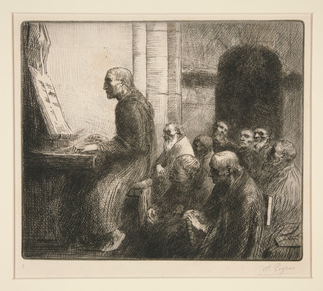 Mönch spielt Orgel in der Kirche von Alphonse Legros