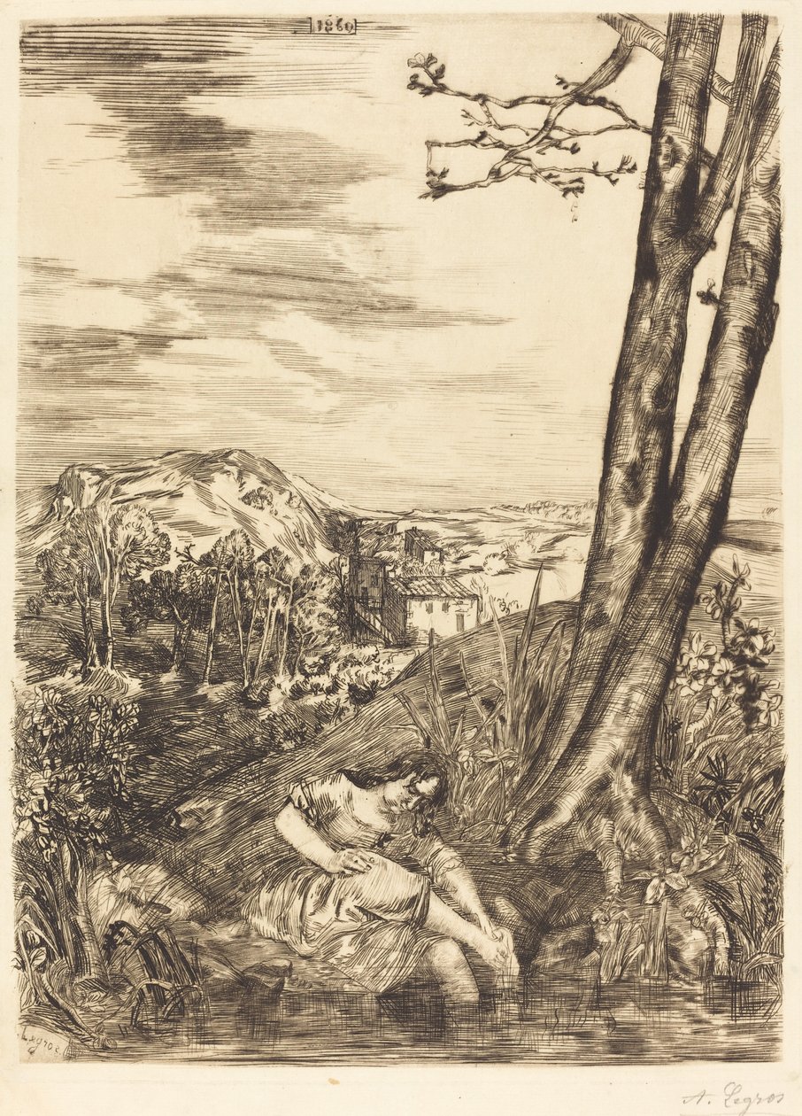 Bäuerin wäscht ihre Füße von Alphonse Legros
