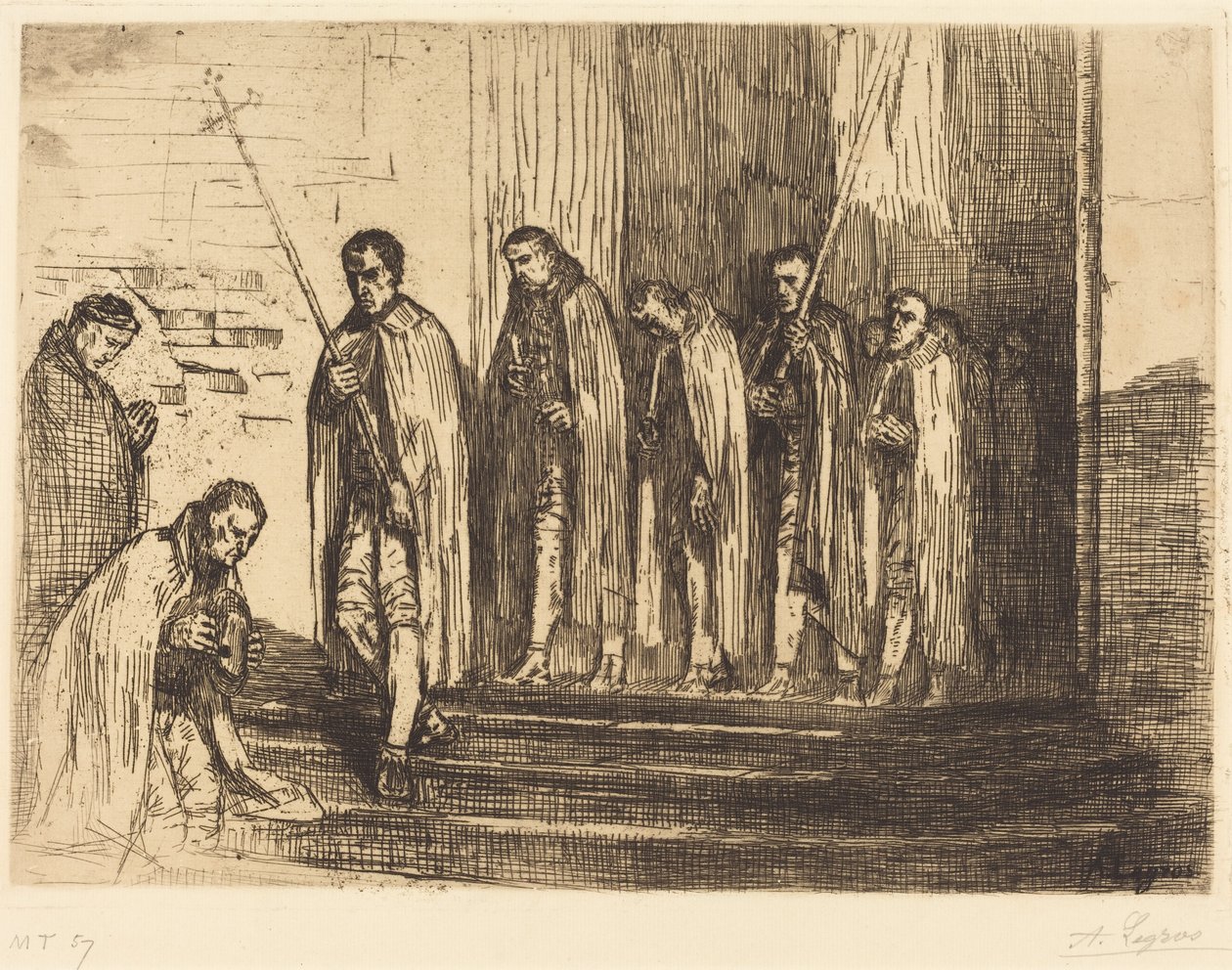 Prozession verlässt eine Kirche von Alphonse Legros