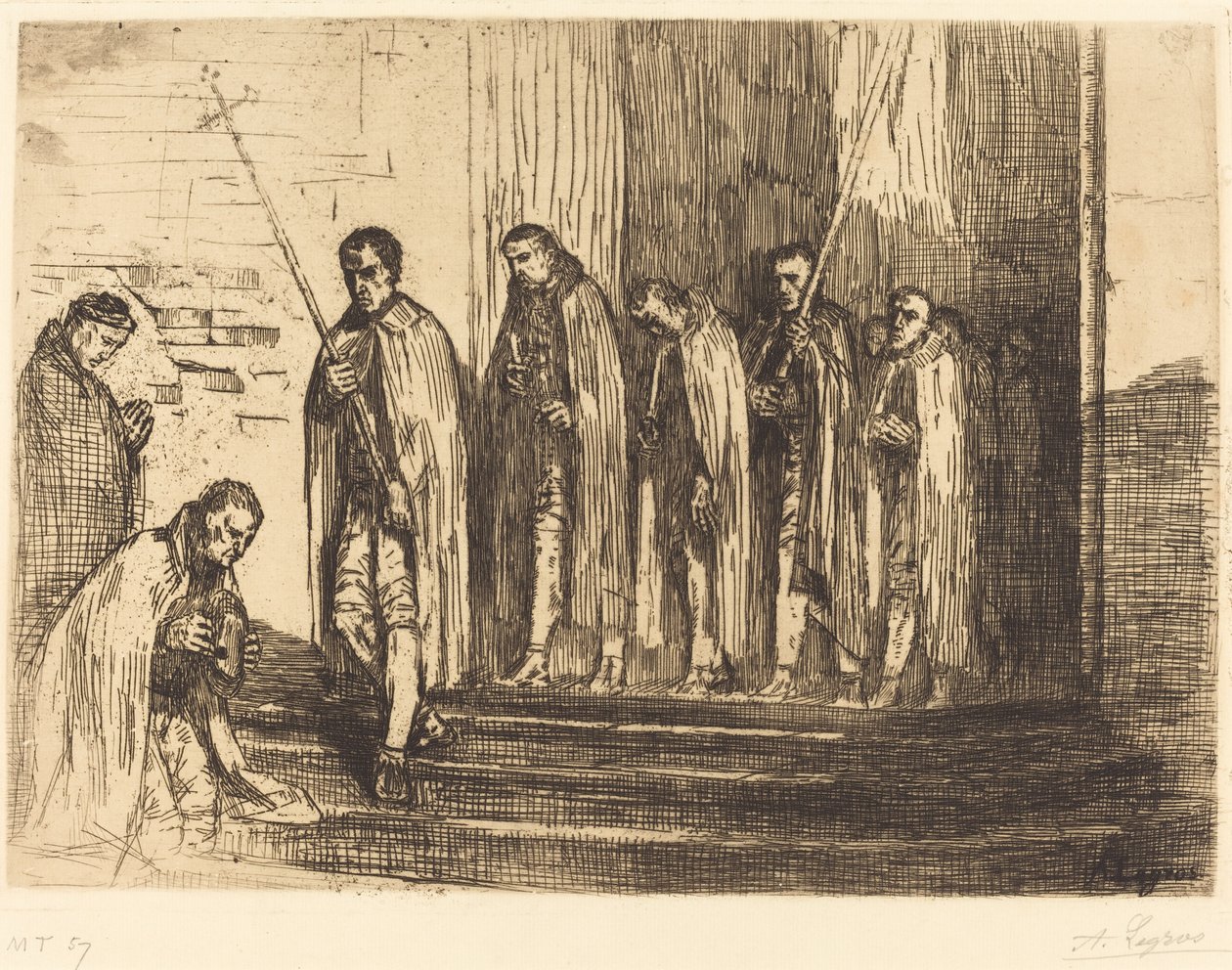 Prozession verlässt eine Kirche La sortie de la procession von Alphonse Legros