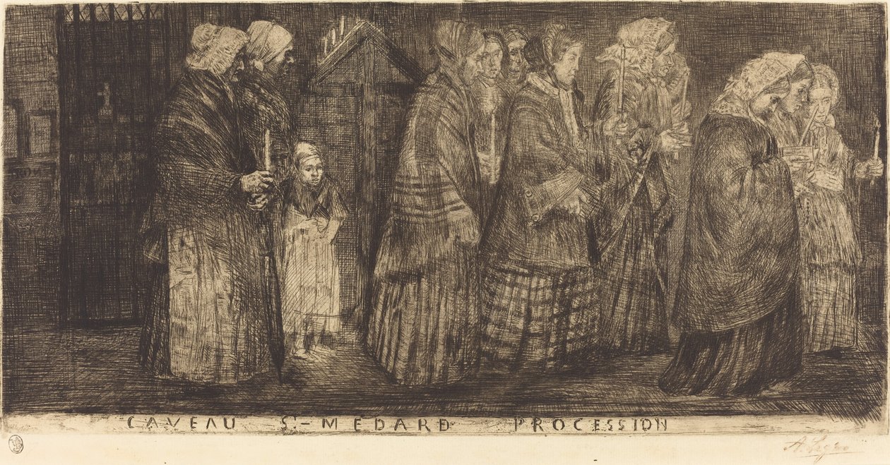 Prozession im Grabgewölbe von Saint Medard von Alphonse Legros