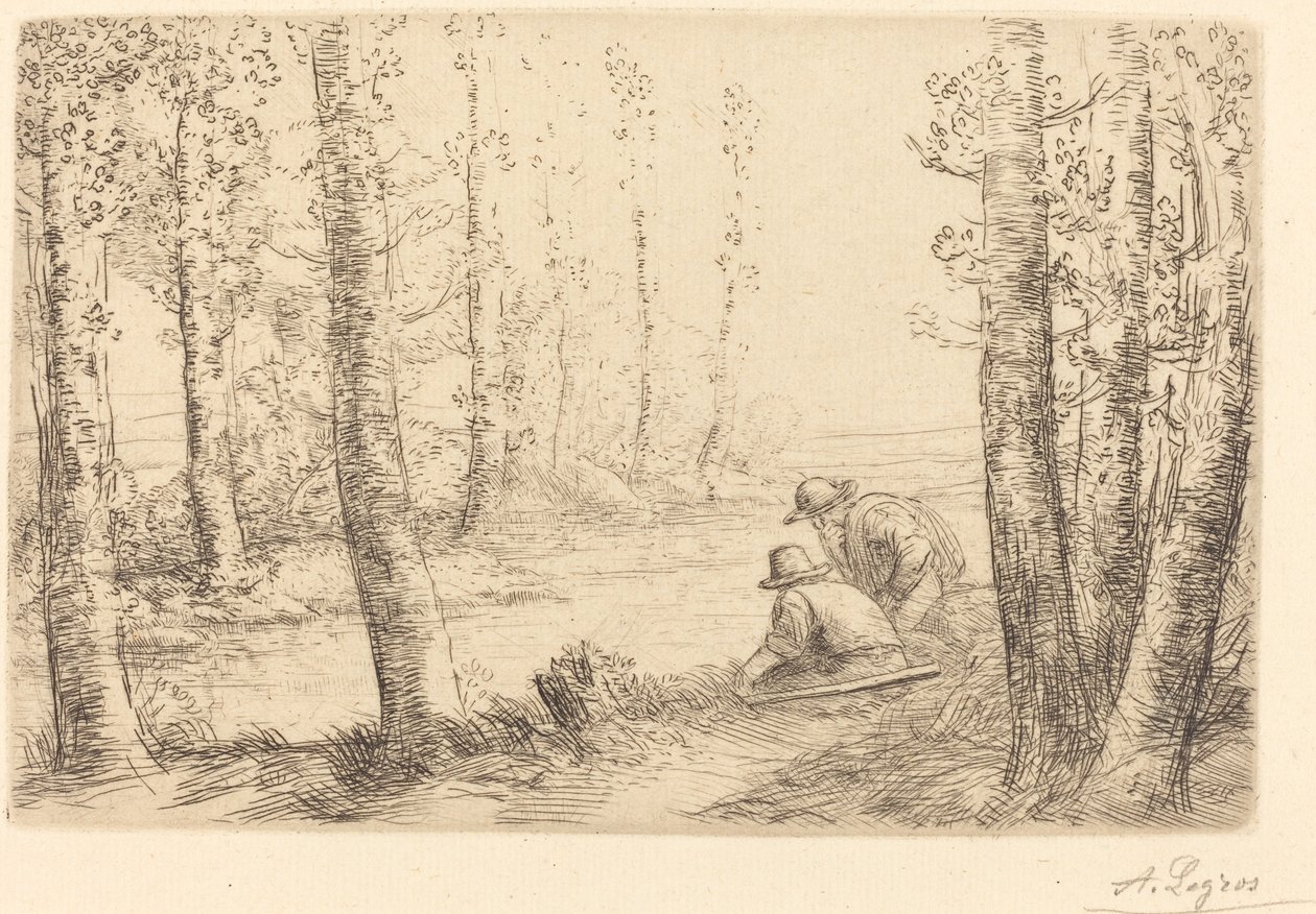 Rast am Flussufer (Repos au bord de la rivière) von Alphonse Legros