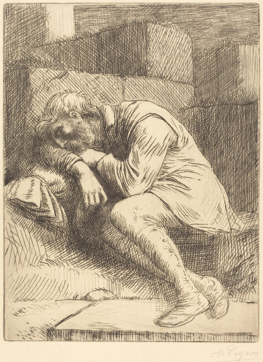 Schlafender Bettler (Mendiant endormi) von Alphonse Legros