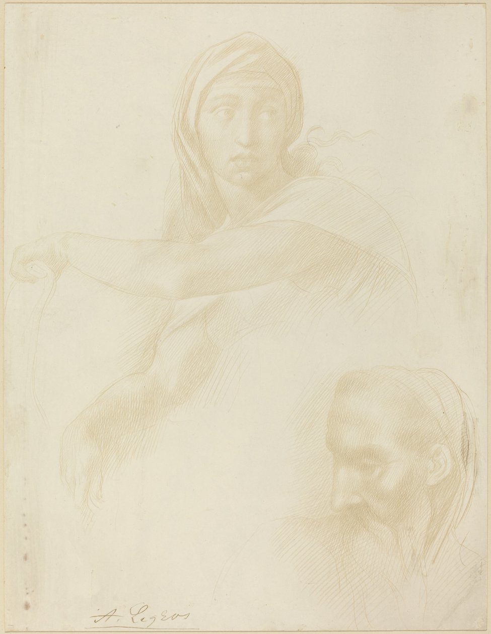 Studie der delphischen Sibylle, Kopf eines Mannes von Alphonse Legros