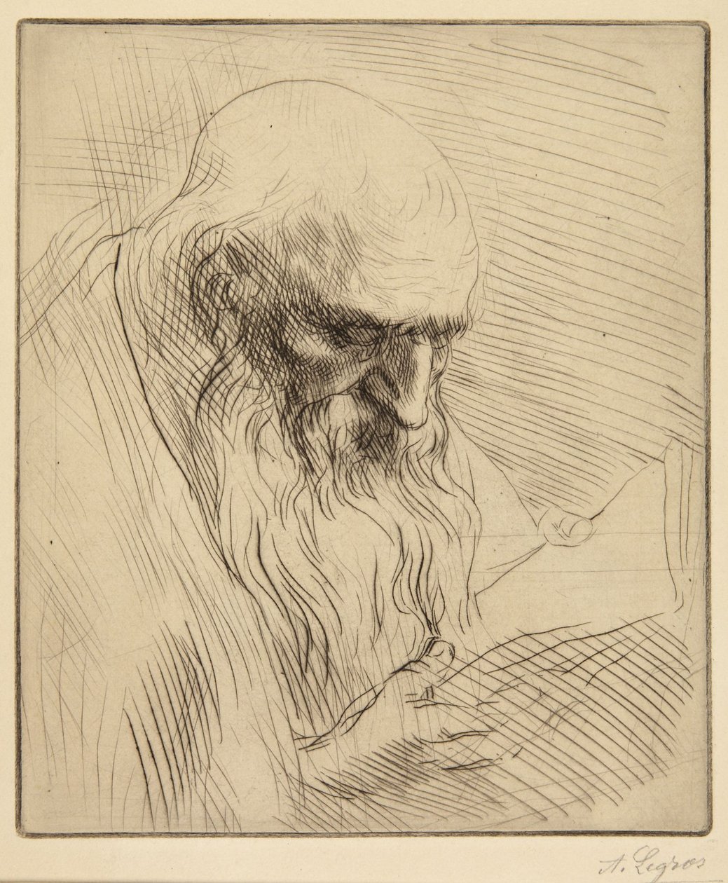 Studie eines alten Mannes beim Lesen von Alphonse Legros