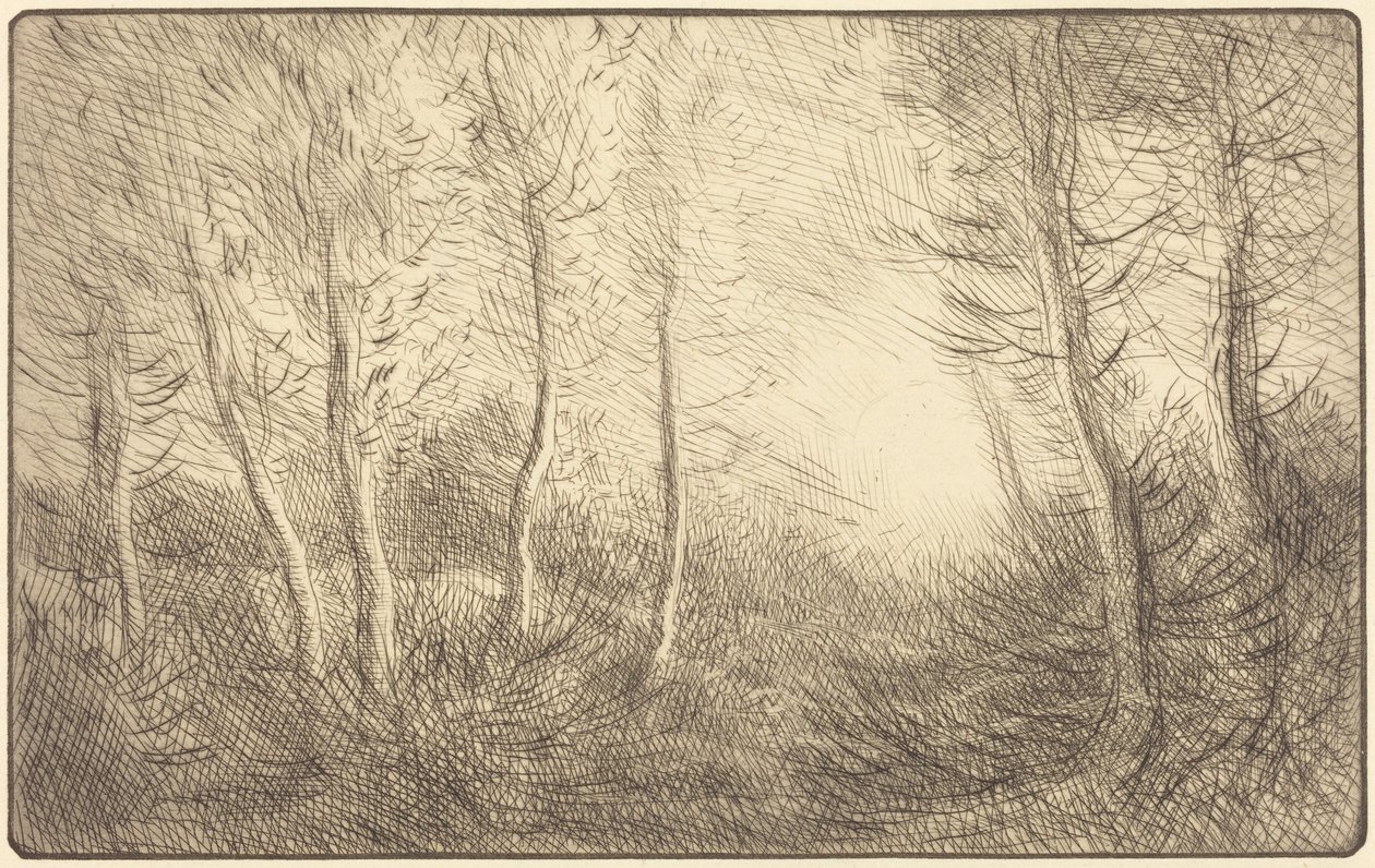Sonnenaufgang, Wald von Clamart von Alphonse Legros