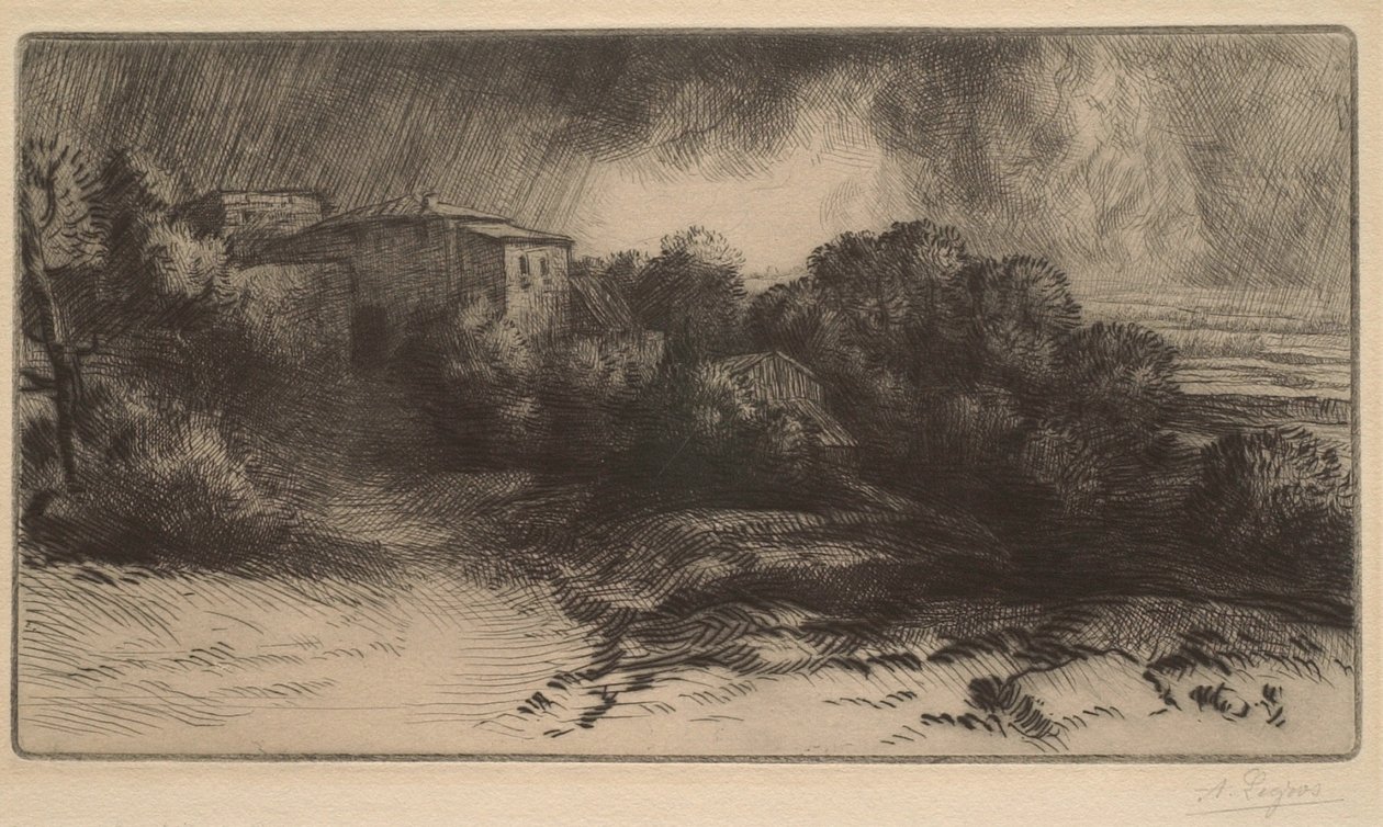 Der Bauernhof in Brieux (Gewitterstimmung) von Alphonse Legros
