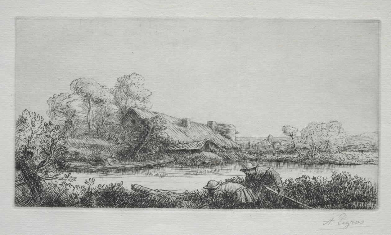 Der Bauernhof am Fluss von Alphonse Legros