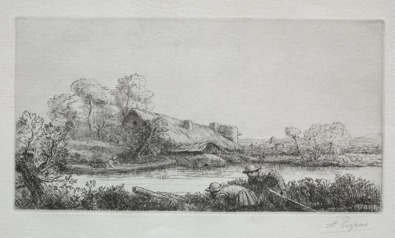 Der Bauernhof am Fluss von Alphonse Legros