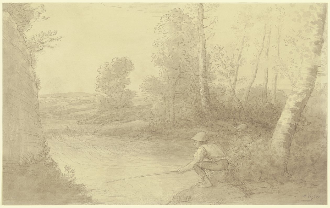 Die Fischer am Fluss von Alphonse Legros