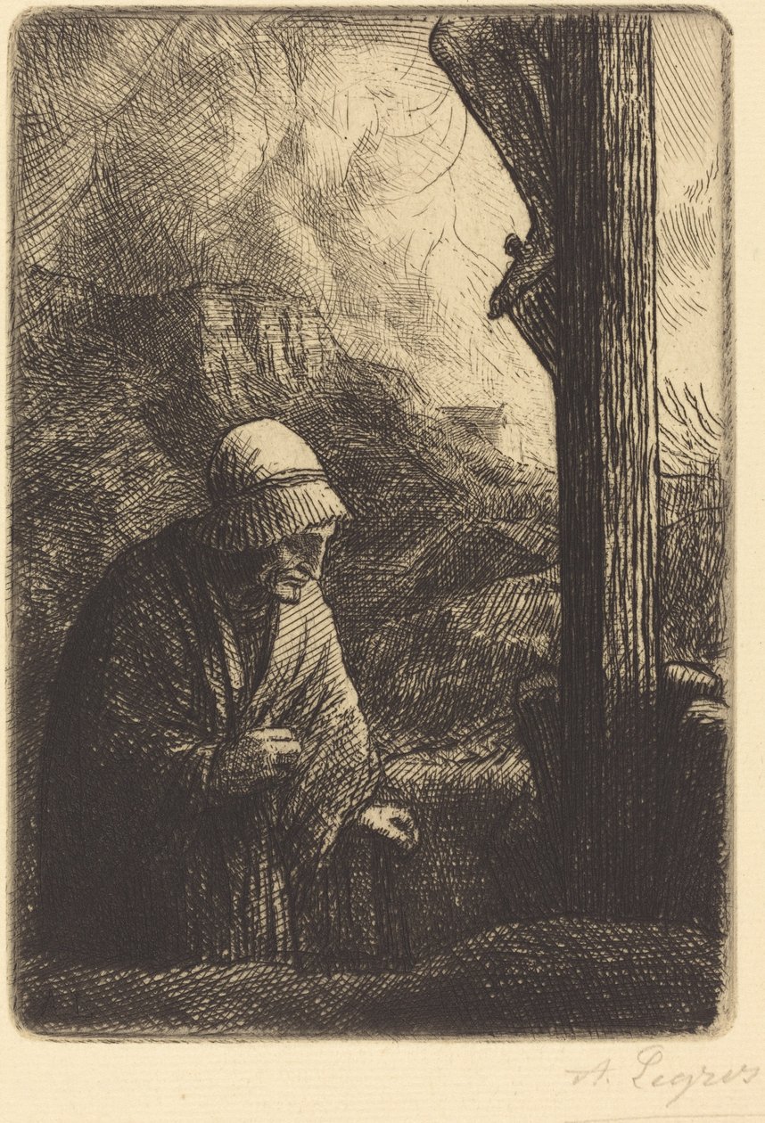 Frau am Fuße des Kreuzes von Alphonse Legros