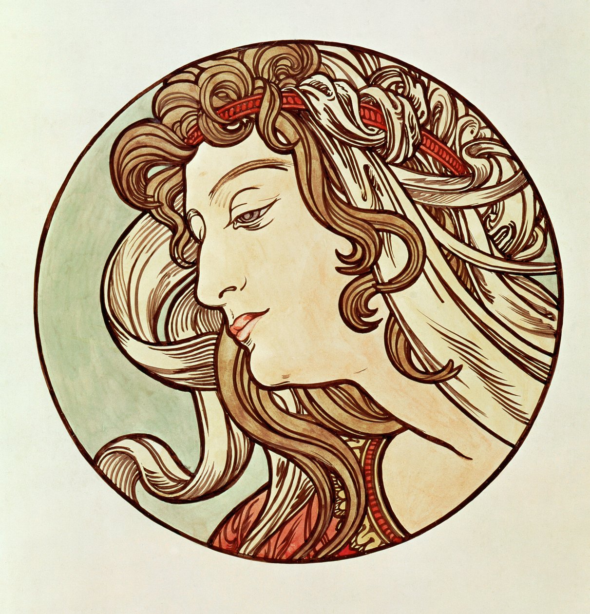 Frau, Dreiviertelansicht von Alphonse Marie Mucha