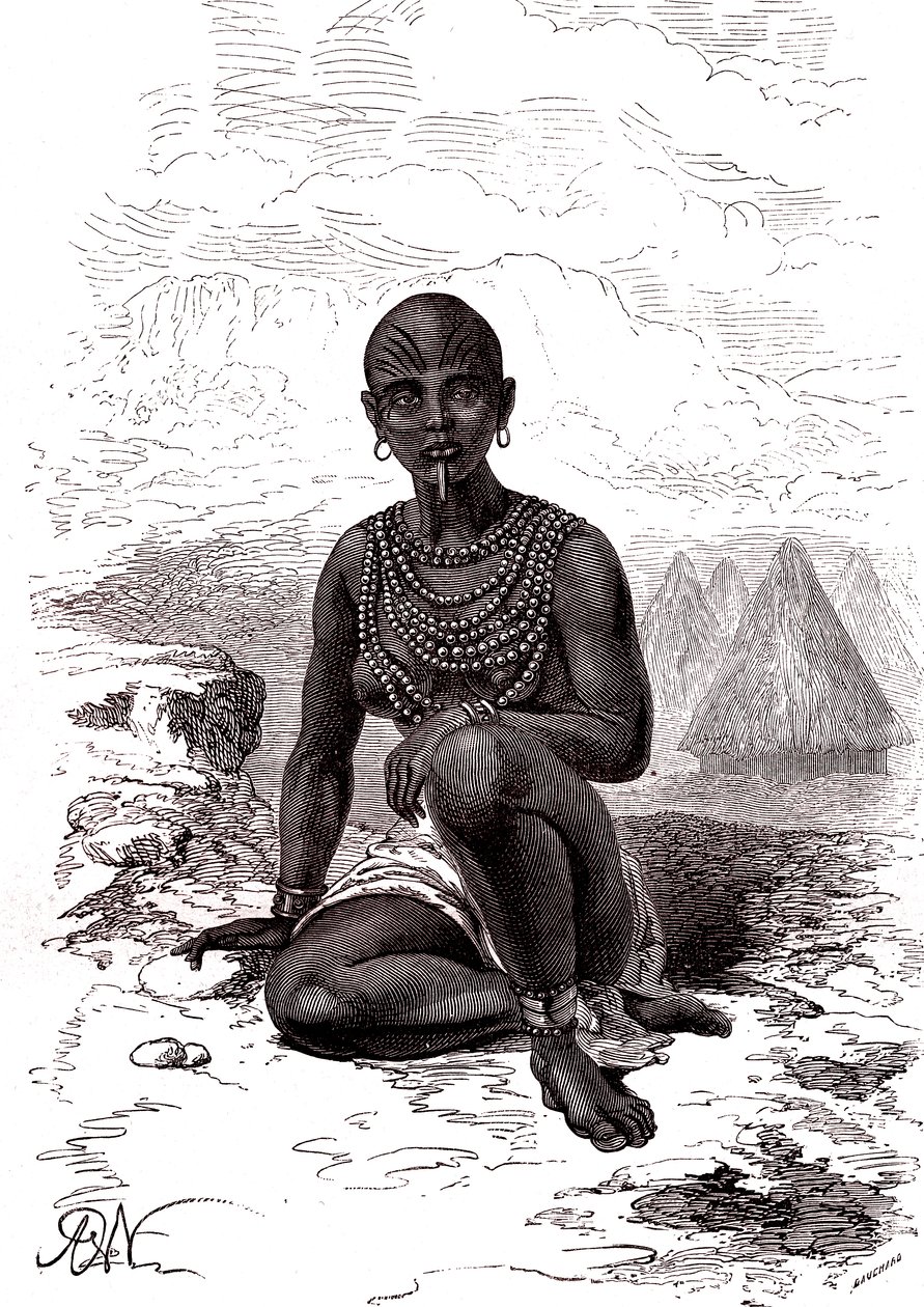 Bokke, Frau von Moy, Häuptling des Latuka-Stammes, Südsudan von Alphonse Marie de Neuville