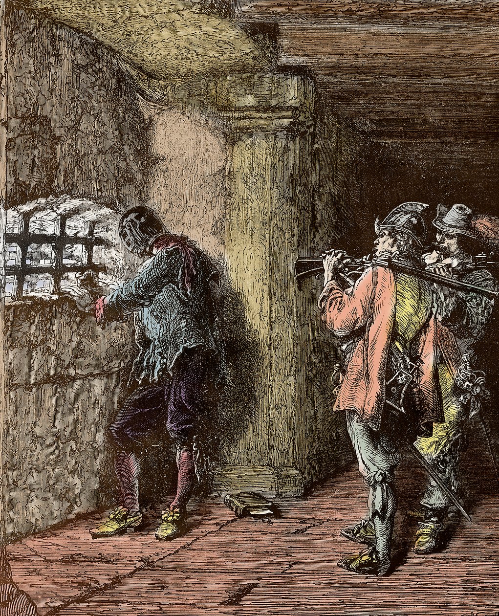 Der Mann mit der eisernen Maske - Darstellung der eisernen Maske (gest. 1703), eingesperrt auf der Insel Sainte-Marguerite von Alphonse Marie de Neuville
