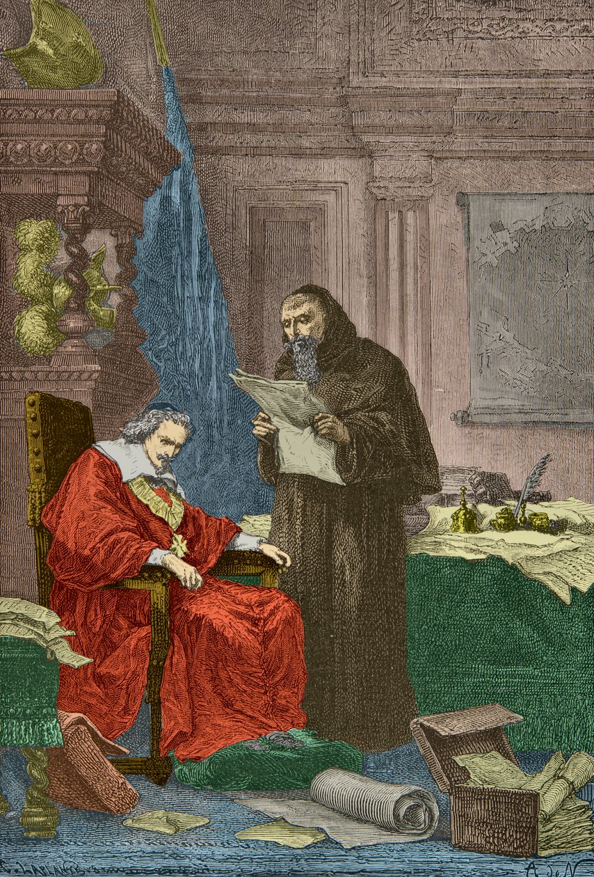 Wiedersehen zwischen Richelieu und Pater Joseph (Gravur) von Alphonse Marie de Neuville