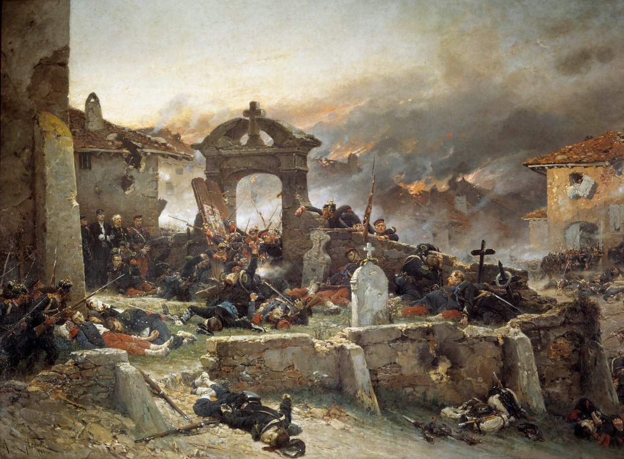 Krieg von 1870: Der Friedhof von Saint Privas, 18. August von Alphonse Marie de Neuville