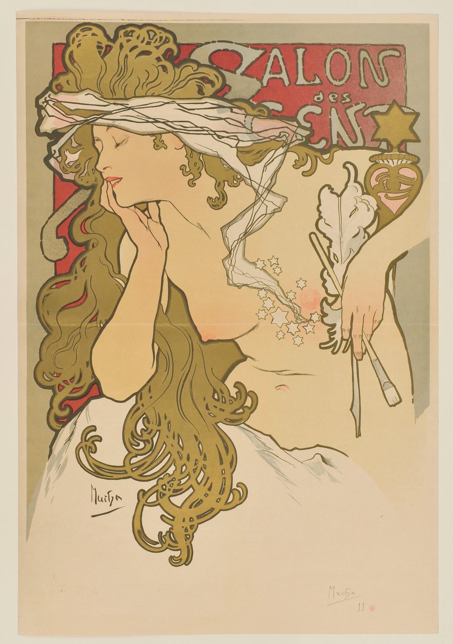 [Salon des Cent. März-April 1896 (Probe vor dem Schriftzug)] von Alphonse Mucha