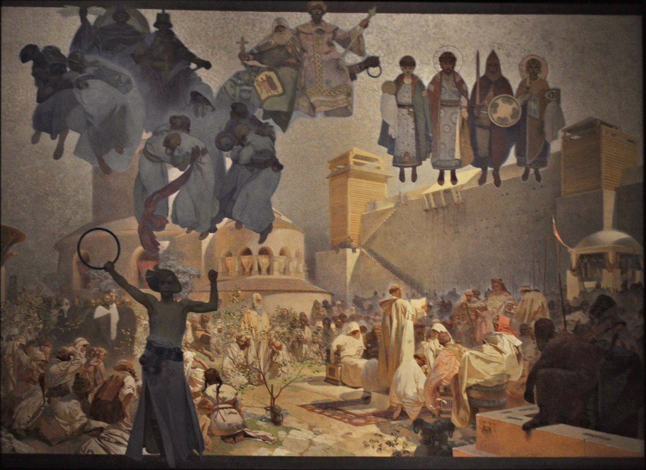 Die Einführung der slawischen Liturgie Der Zyklus Das Slawische Epos von Alphonse Mucha