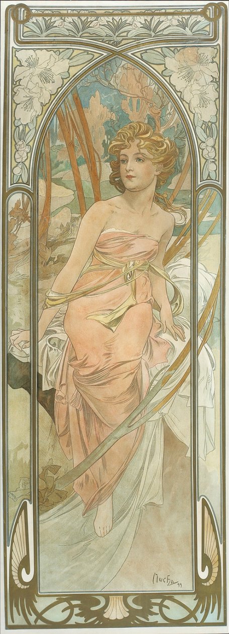 Die Tageszeiten: Morgenerwachen von Alphonse Mucha