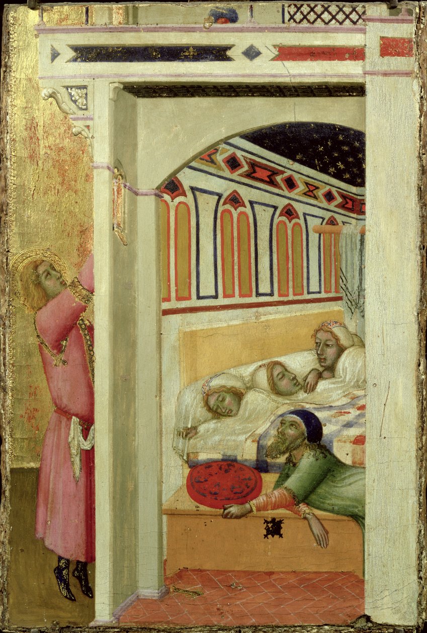 Die Wohltätigkeit des Hl. Nikolaus von Bari von Ambrogio Lorenzetti