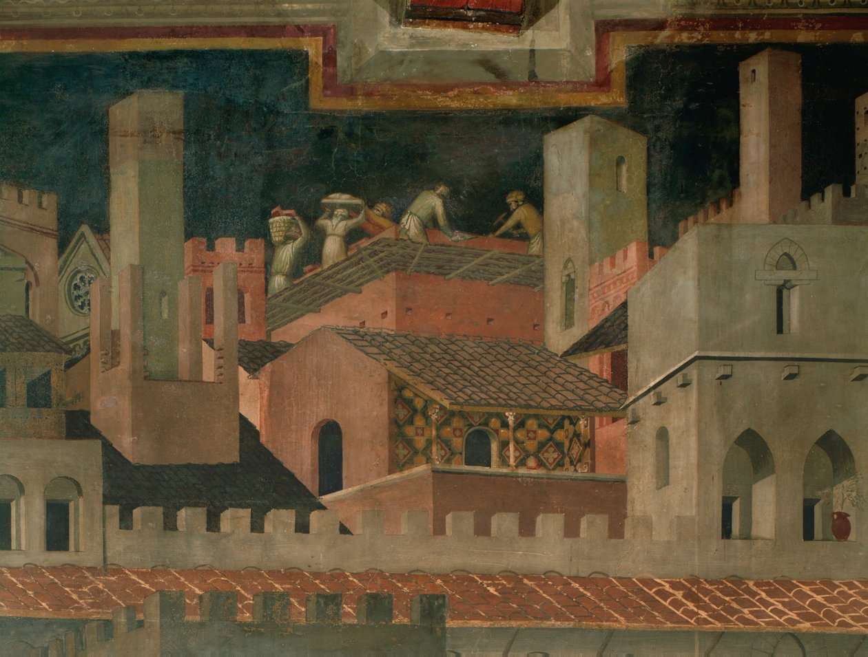 Bautätigkeiten (Wandmalerei) von Ambrogio Lorenzetti