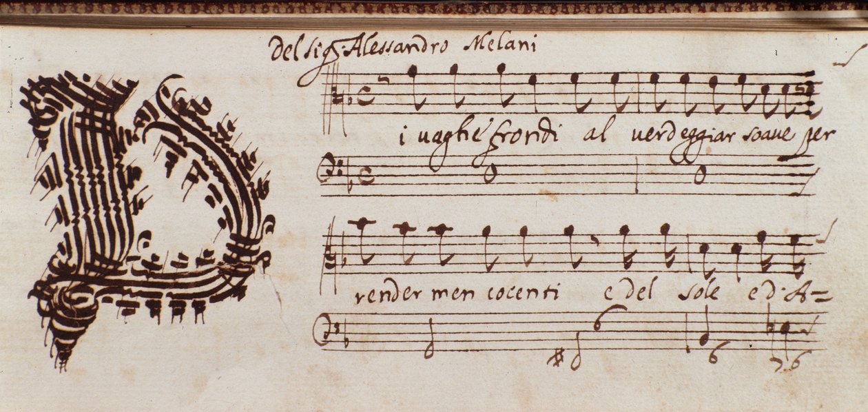 Seite der Sammlung von Partituren von Alessandro Stradella von Ambrogio Preda