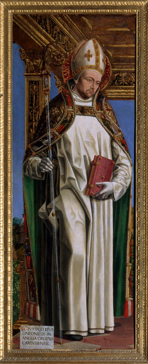 Heiliger Hugo von Avalon (oder Hugo von Lincoln) (1140-1200), französischer Bischof von Ambrogio da Fossano (c.1460 1523)