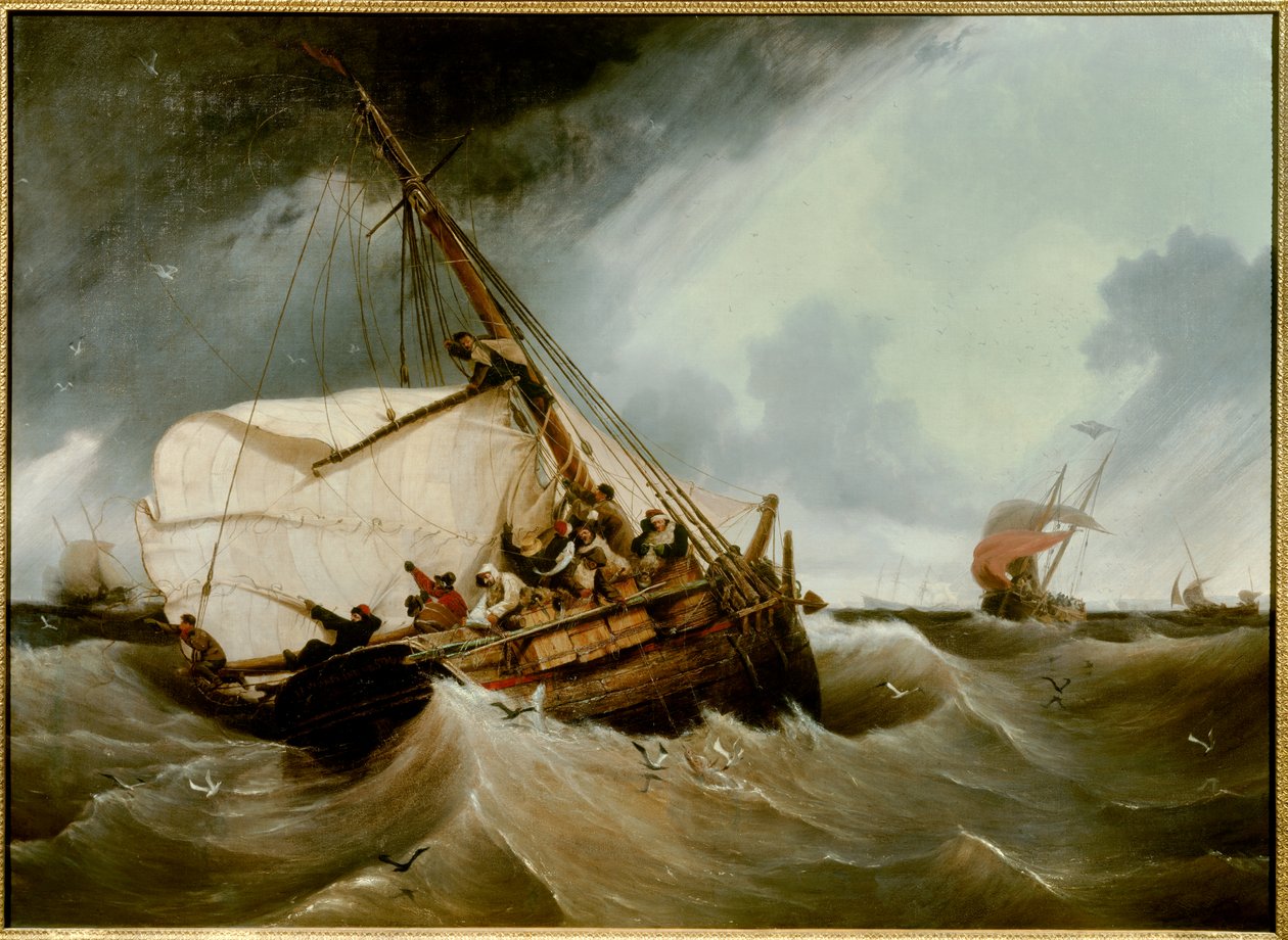 Fischen eines Kabeljaus von Ambroise Louis Garneray