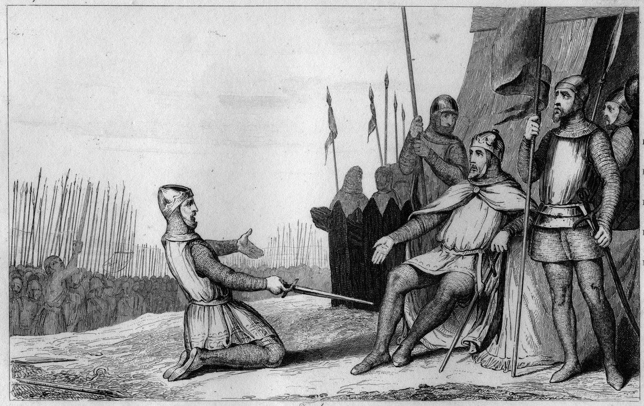 Heinrich I. (1008-60) vergibt seinem Bruder Robert-Le-Vieux im Jahr 1032 - Heinrich I. (1008-1060), König von Frankreich, vergibt seinem Bruder Robert le Vieux, der sich gegen ihn erhoben hat, und überlässt ihm das Herzogtum Burgund im Jahr 1032 - Gravur v von Ambroise Tardieu
