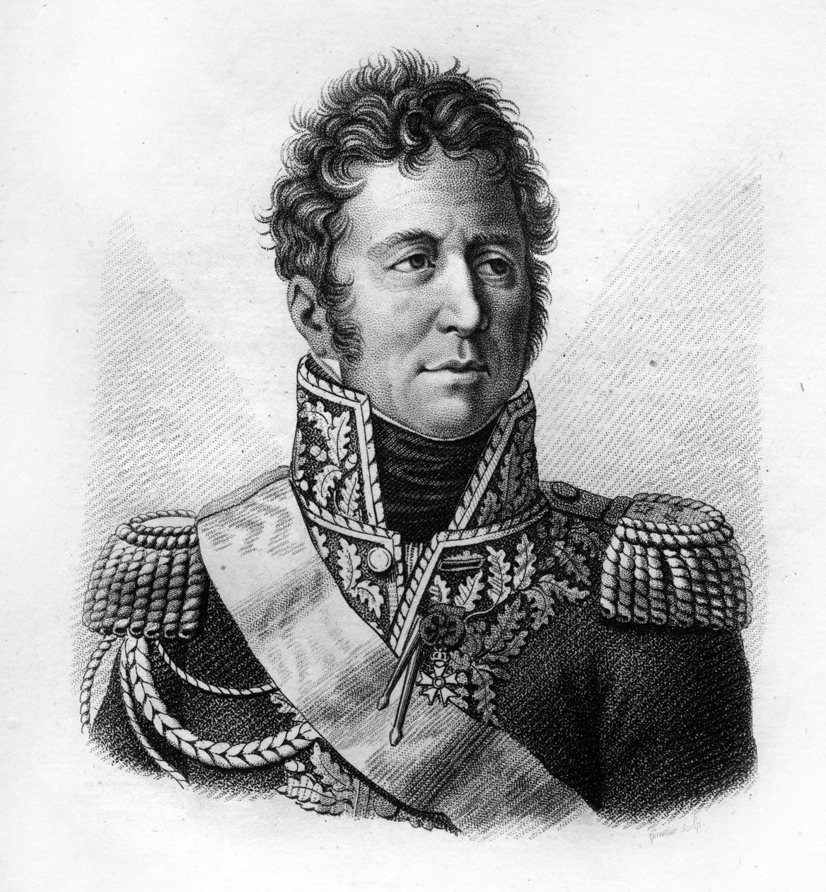 Jacques Alexandre Bernard Law, Marquis de Lauriston, Marschall von Frankreich (1768-1828) - in „Portraits des généraux français en suite les victoires et conquêtes des Français“. Graviert von Ambroise Tardieu 1818. Stella Sammlung. von Ambroise Tardieu